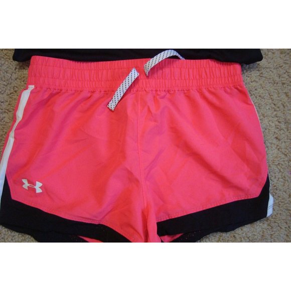 Girls Under Armour Hot Pink Black Matching Set Size Youth Large - Picture 3 of 6